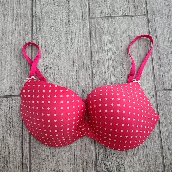 Victoria's Secret women's plunge bra pink with white polka dots size 34D - Picture 3 of 11